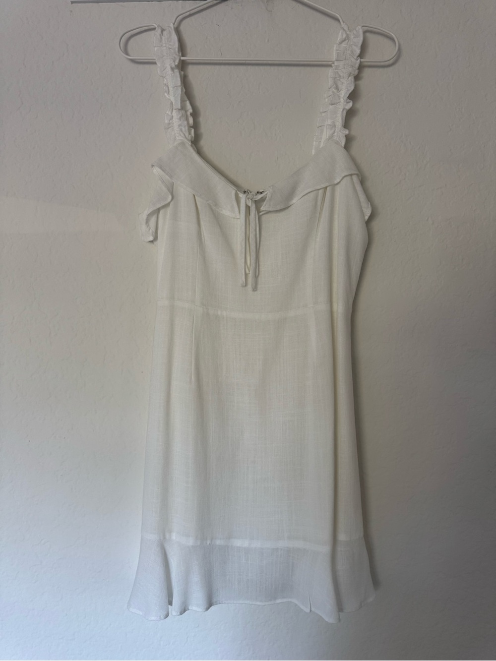 White Ruffle-Trim mini dress